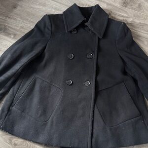 Zara Black Double-Breasted Pea Coat